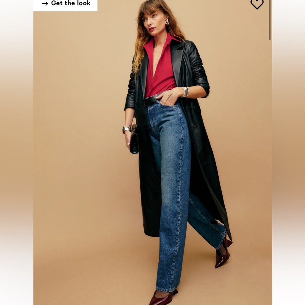 Reformation High-Rise Straight Leg Jeans in Medium Blue
